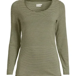 Women's Lightweight Jersey Skimming Long Sleeve Scoop Neck T-shirt