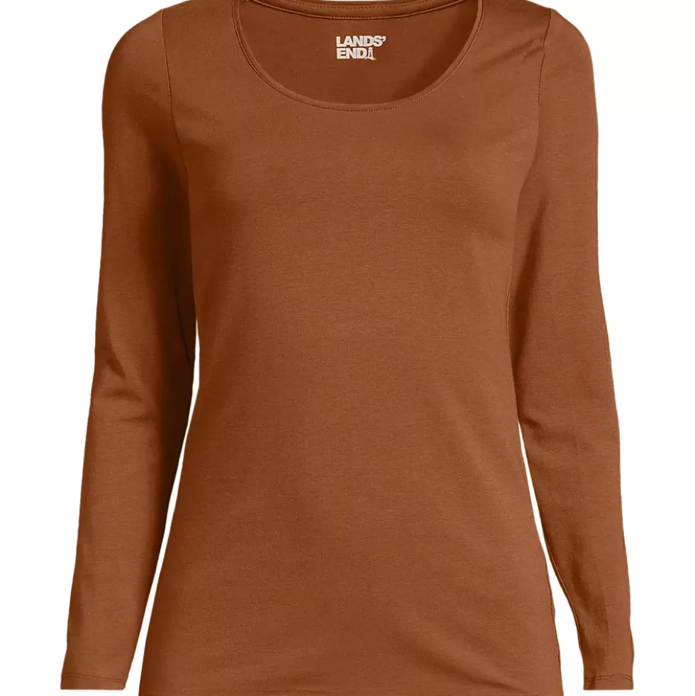 Women's Lightweight Jersey Skimming Long Sleeve Scoop Neck T-shirt