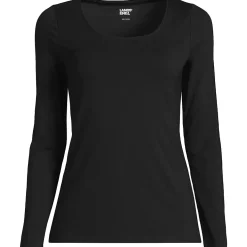 Women's Lightweight Jersey Skimming Long Sleeve Scoop Neck T-shirt