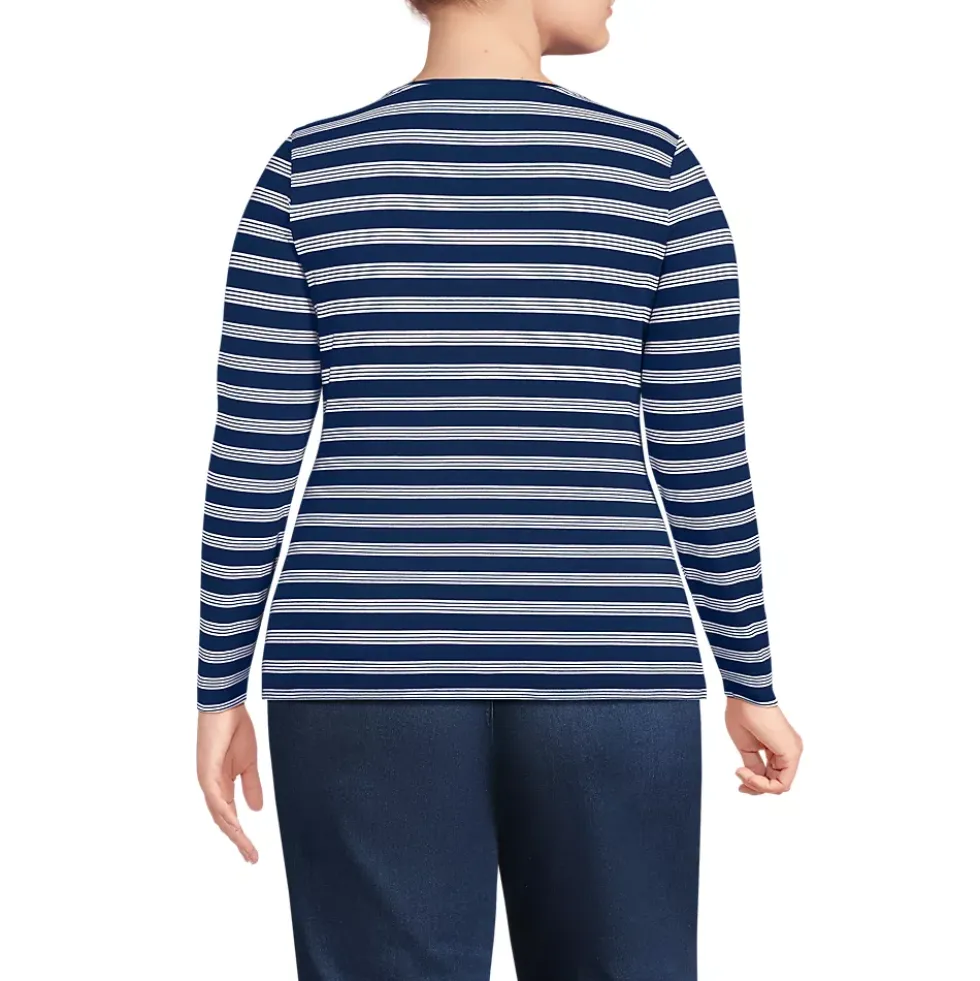 Women's Lightweight Jersey Skimming Long Sleeve Scoop Neck T-shirt