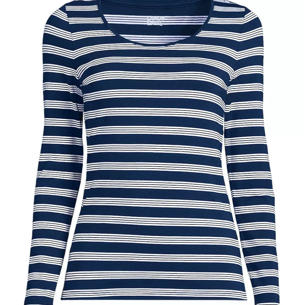 Women's Lightweight Jersey Skimming Long Sleeve Scoop Neck T-shirt