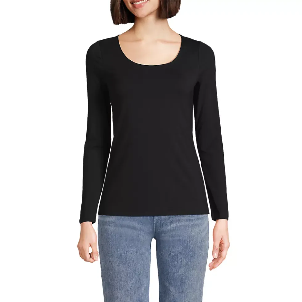 Women's Lightweight Jersey Skimming Long Sleeve Scoop Neck T-shirt