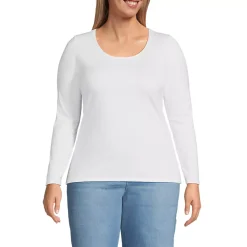 Women's Lightweight Jersey Skimming Long Sleeve Scoop Neck T-shirt