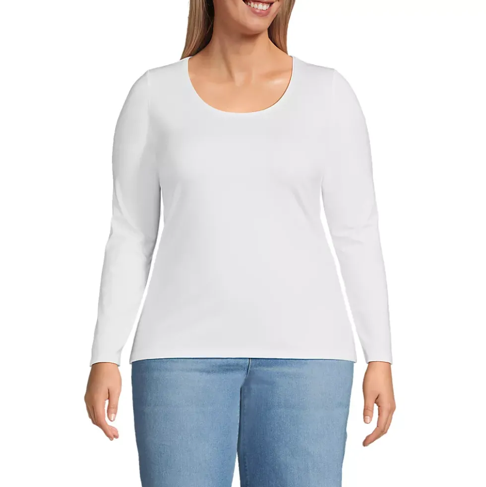 Women's Lightweight Jersey Skimming Long Sleeve Scoop Neck T-shirt