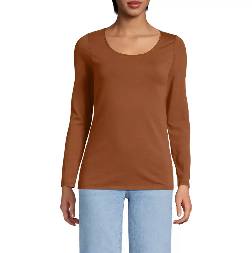 Women's Lightweight Jersey Skimming Long Sleeve Scoop Neck T-shirt