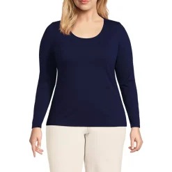 Women's Lightweight Jersey Skimming Long Sleeve Scoop Neck T-shirt