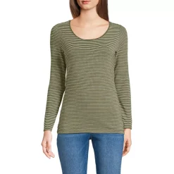 Women's Lightweight Jersey Skimming Long Sleeve Scoop Neck T-shirt