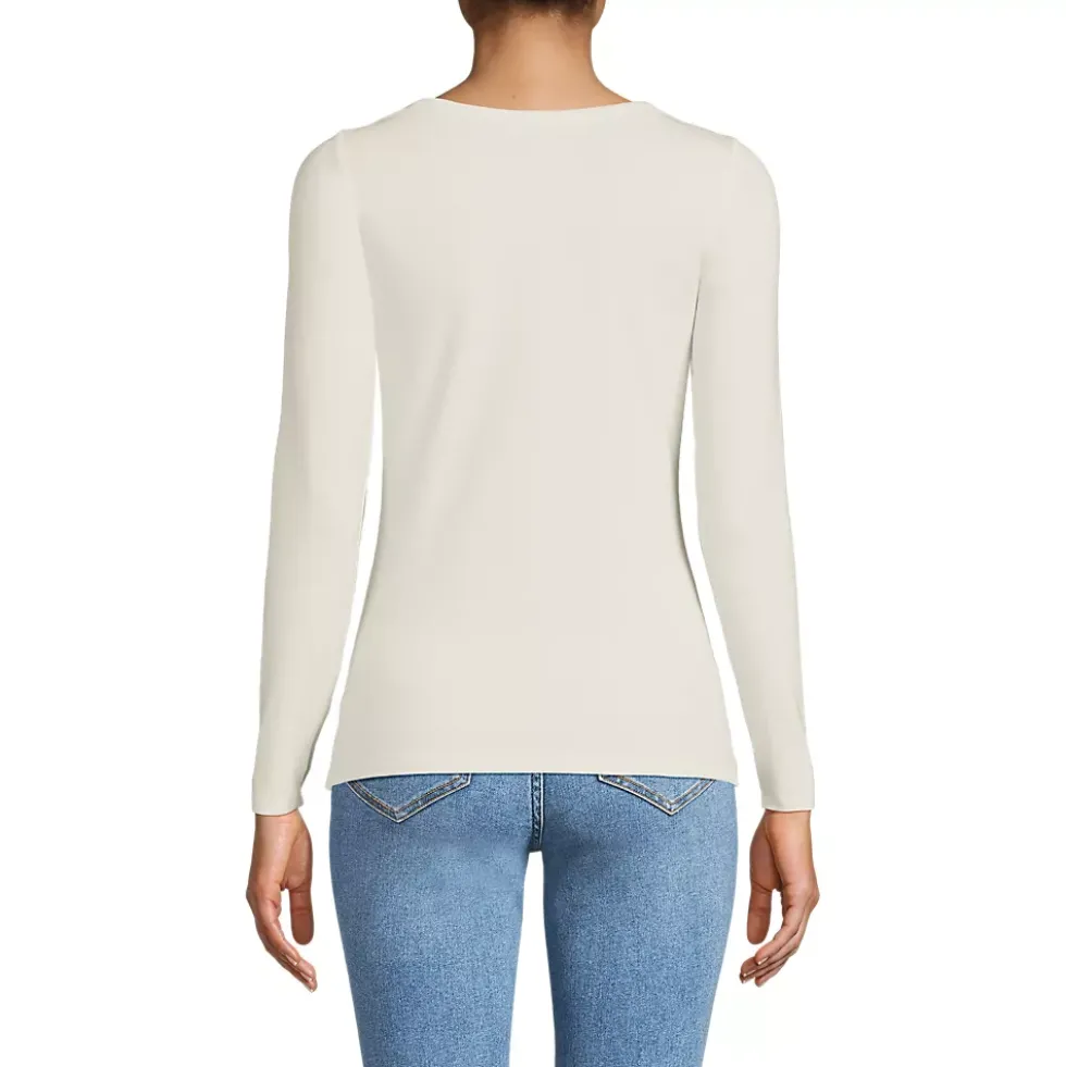 Women's Lightweight Jersey Skimming Long Sleeve Scoop Neck T-shirt
