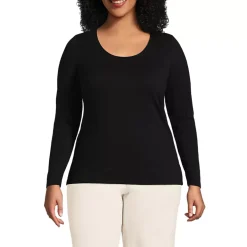 Women's Lightweight Jersey Skimming Long Sleeve Scoop Neck T-shirt