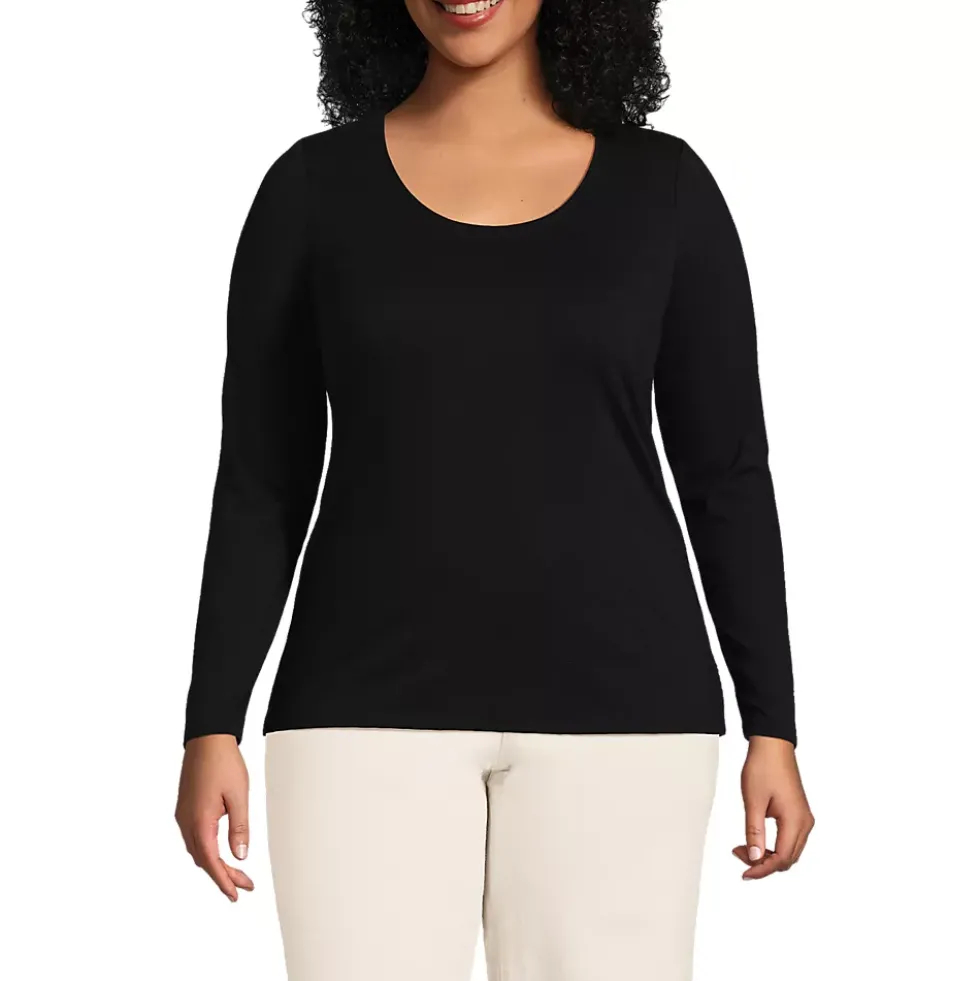 Women's Lightweight Jersey Skimming Long Sleeve Scoop Neck T-shirt
