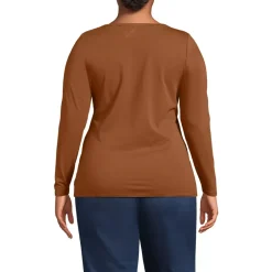 Women's Lightweight Jersey Skimming Long Sleeve Scoop Neck T-shirt