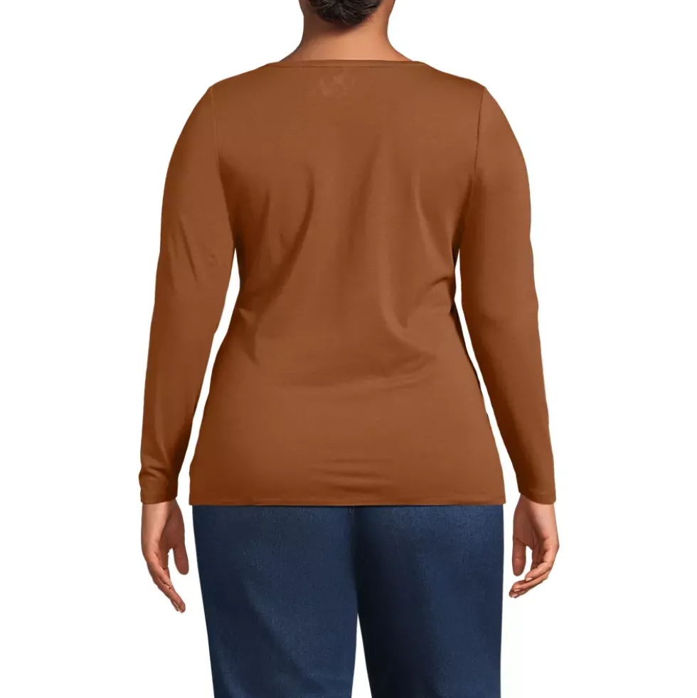 Women's Lightweight Jersey Skimming Long Sleeve Scoop Neck T-shirt