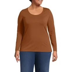 Women's Lightweight Jersey Skimming Long Sleeve Scoop Neck T-shirt