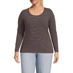 Women's Lightweight Jersey Skimming Long Sleeve Scoop Neck T-shirt