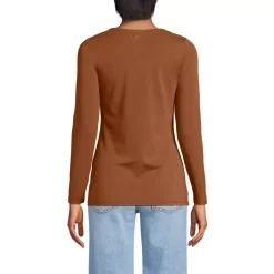 Women's Lightweight Jersey Skimming Long Sleeve Scoop Neck T-shirt