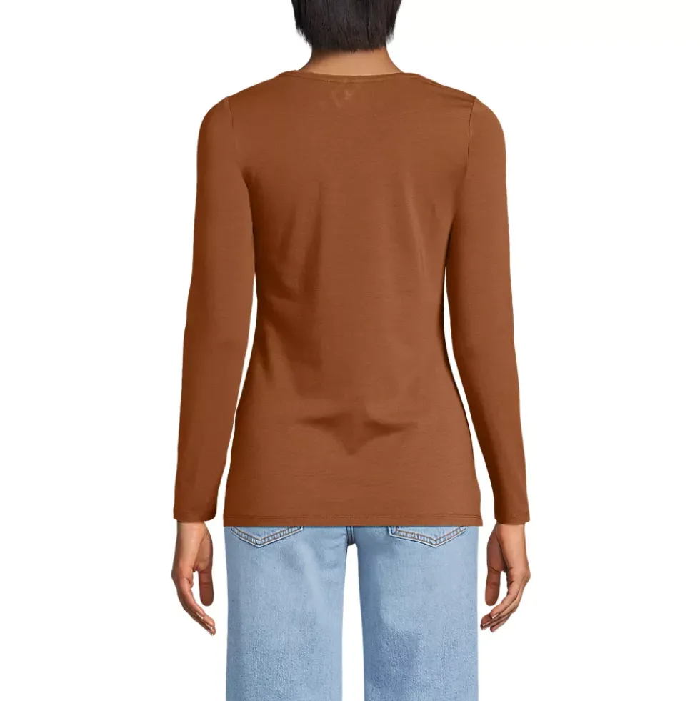Women's Lightweight Jersey Skimming Long Sleeve Scoop Neck T-shirt