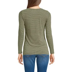 Women's Lightweight Jersey Skimming Long Sleeve Scoop Neck T-shirt