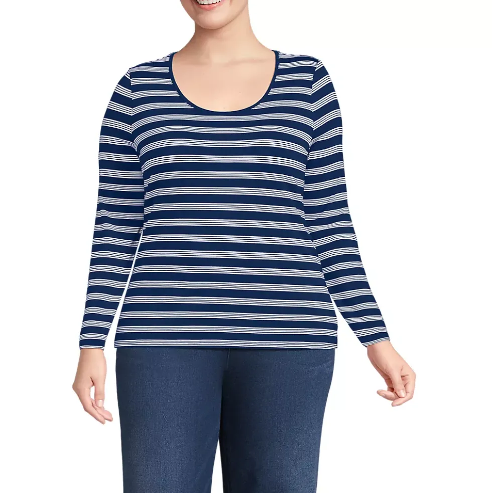 Women's Lightweight Jersey Skimming Long Sleeve Scoop Neck T-shirt