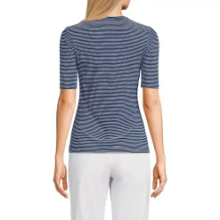 Women's Lightweight Jersey Skimming Elbow Sleeve Crew Neck T-shirt