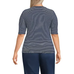 Women's Lightweight Jersey Skimming Elbow Sleeve Crew Neck T-shirt