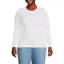 Women's Lightweight Jersey Skimming Long Sleeve Crew Neck T-shirt