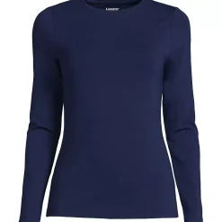 Women's Lightweight Jersey Skimming Long Sleeve Crew Neck T-shirt