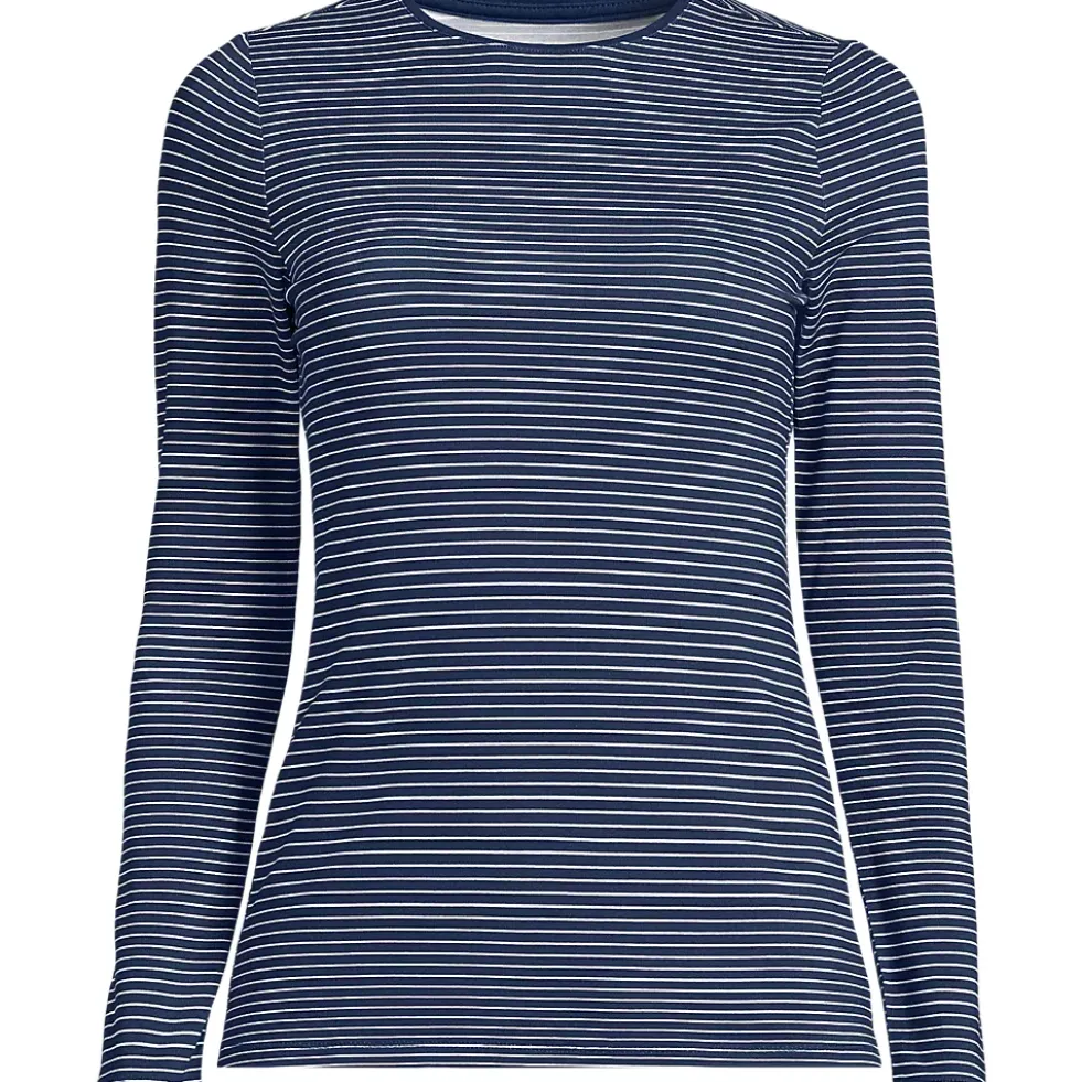 Women's Lightweight Jersey Skimming Long Sleeve Crew Neck T-shirt