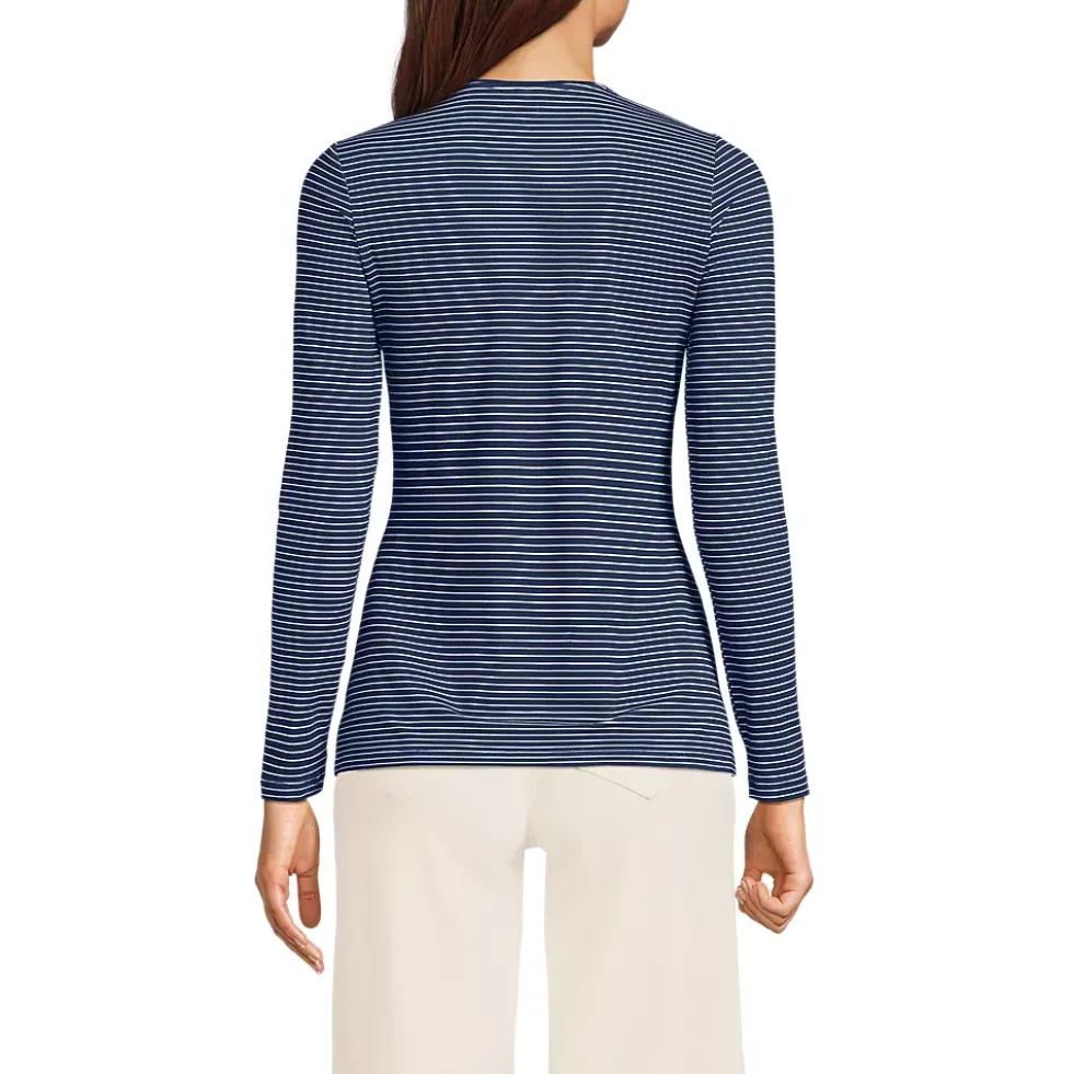 Women's Lightweight Jersey Skimming Long Sleeve Crew Neck T-shirt
