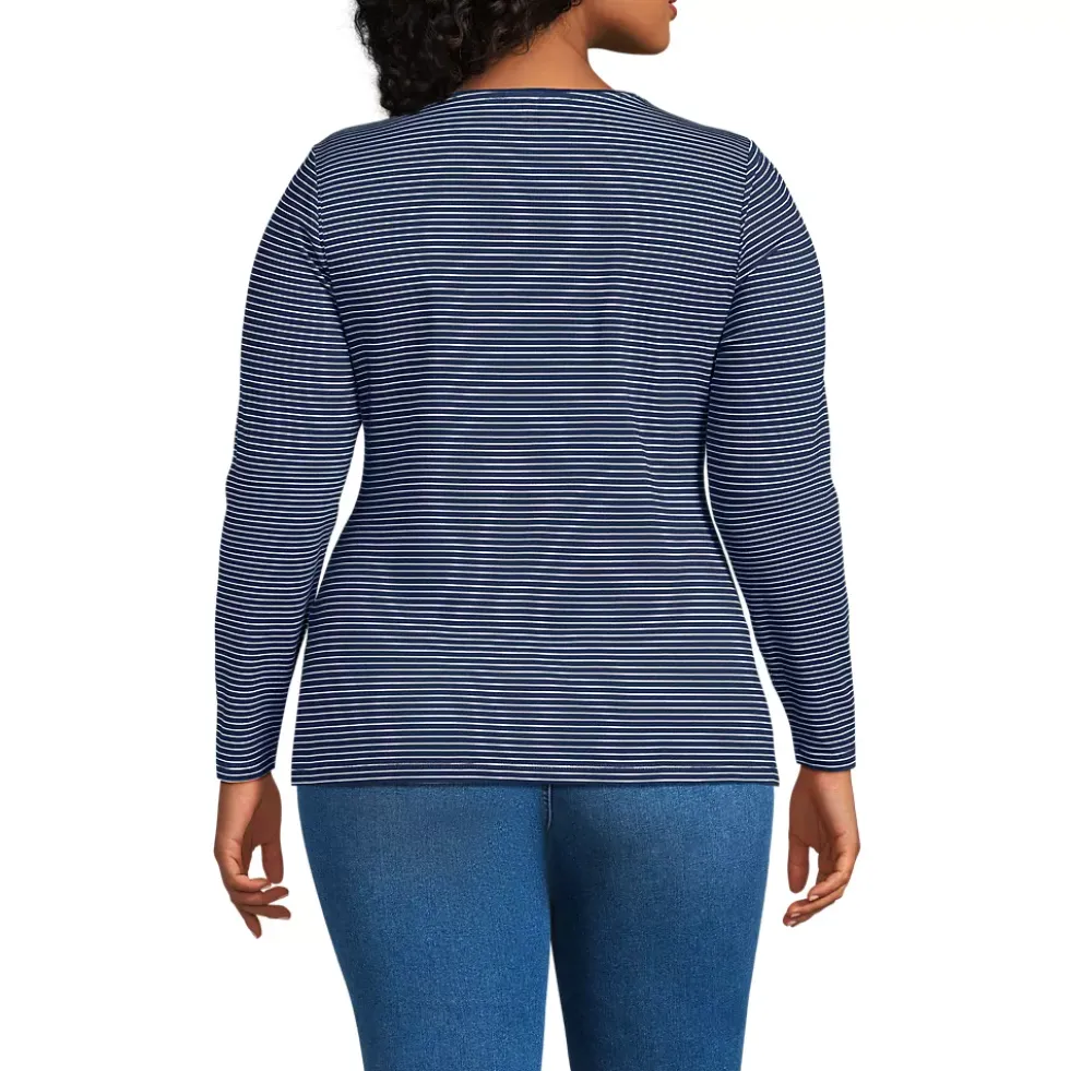 Women's Lightweight Jersey Skimming Long Sleeve Crew Neck T-shirt