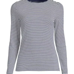 Women's Lightweight Jersey Skimming Long Sleeve Crew Neck T-shirt