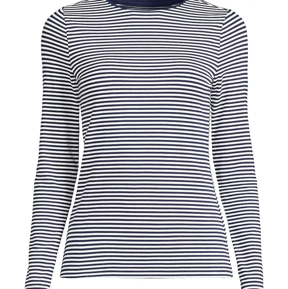Women's Lightweight Jersey Skimming Long Sleeve Crew Neck T-shirt