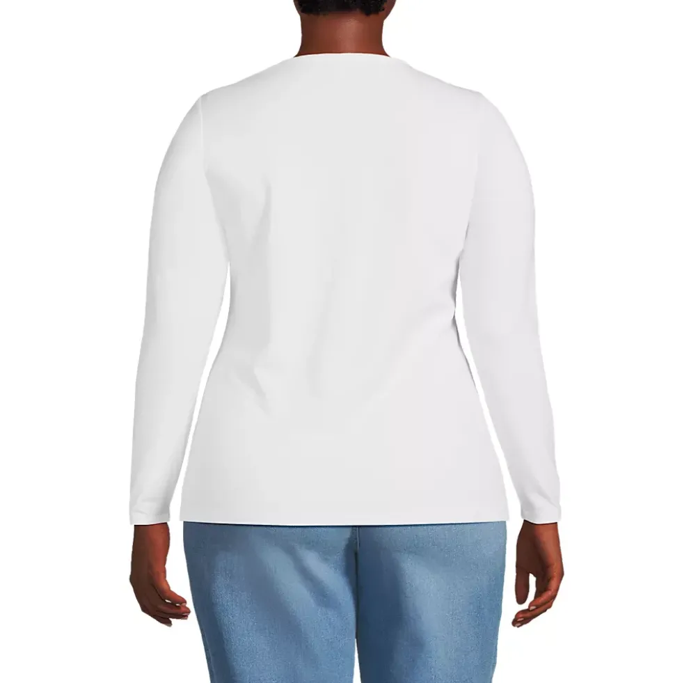 Women's Lightweight Jersey Skimming Long Sleeve Crew Neck T-shirt