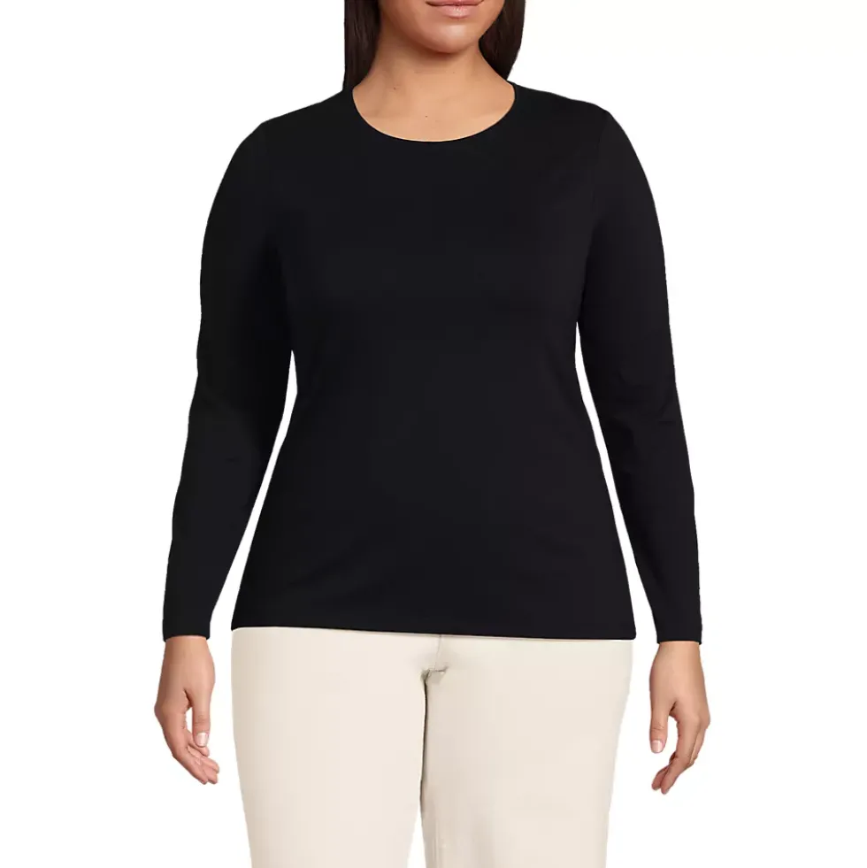 Women's Lightweight Jersey Skimming Long Sleeve Crew Neck T-shirt