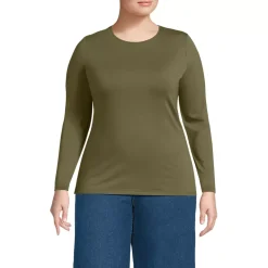 Women's Lightweight Jersey Skimming Long Sleeve Crew Neck T-shirt