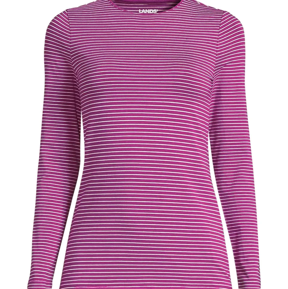 Women's Lightweight Jersey Skimming Long Sleeve Crew Neck T-shirt
