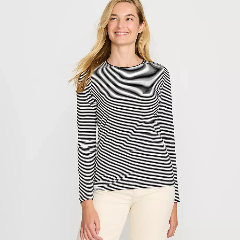 Women's Lightweight Jersey Skimming Long Sleeve Crew Neck T-shirt