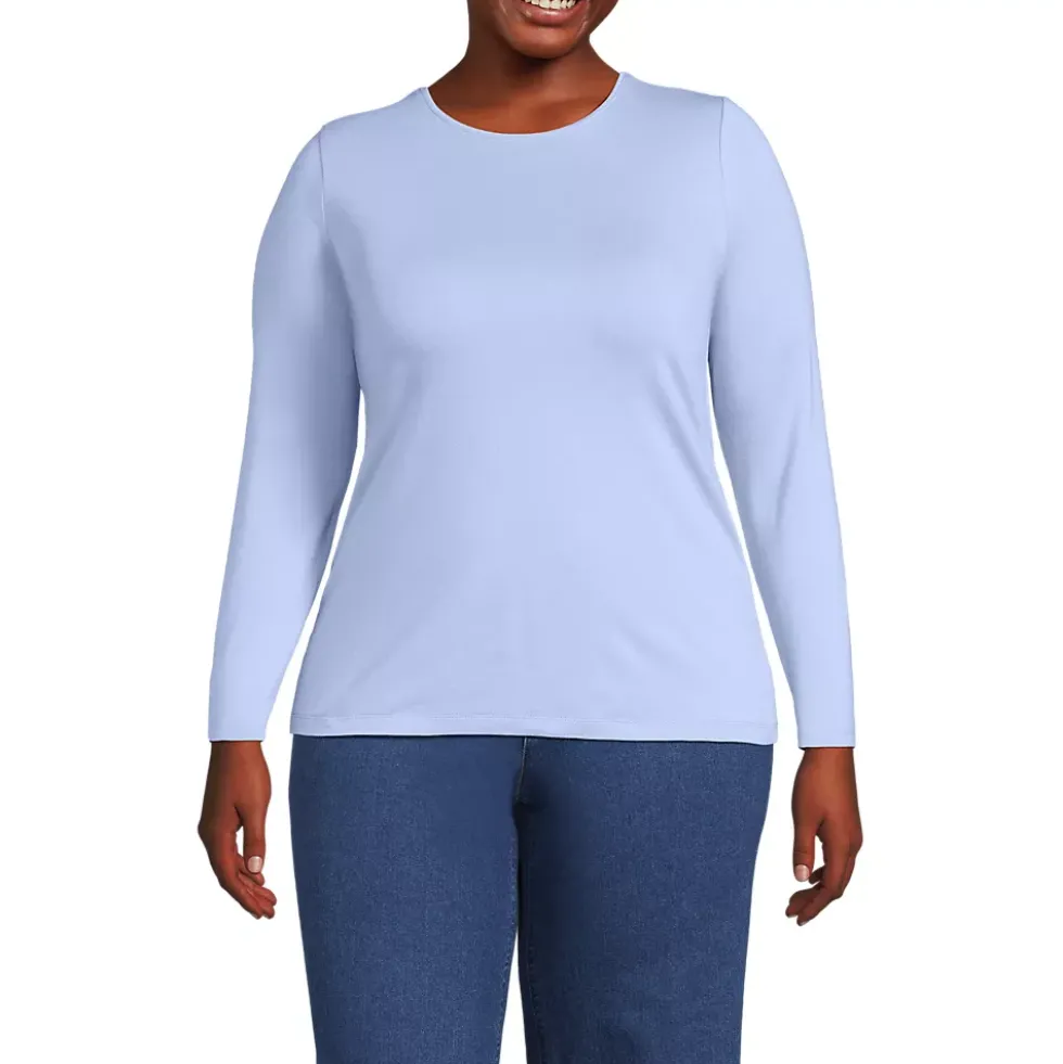 Women's Lightweight Jersey Skimming Long Sleeve Crew Neck T-shirt