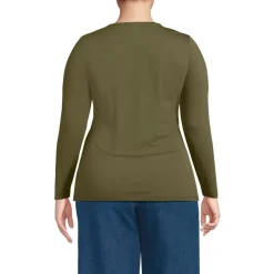 Women's Lightweight Jersey Skimming Long Sleeve Crew Neck T-shirt