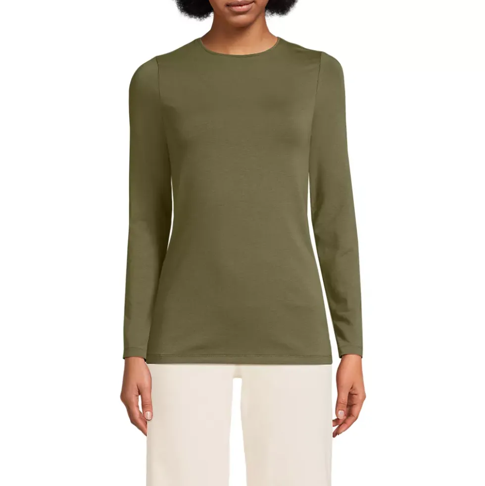 Women's Lightweight Jersey Skimming Long Sleeve Crew Neck T-shirt