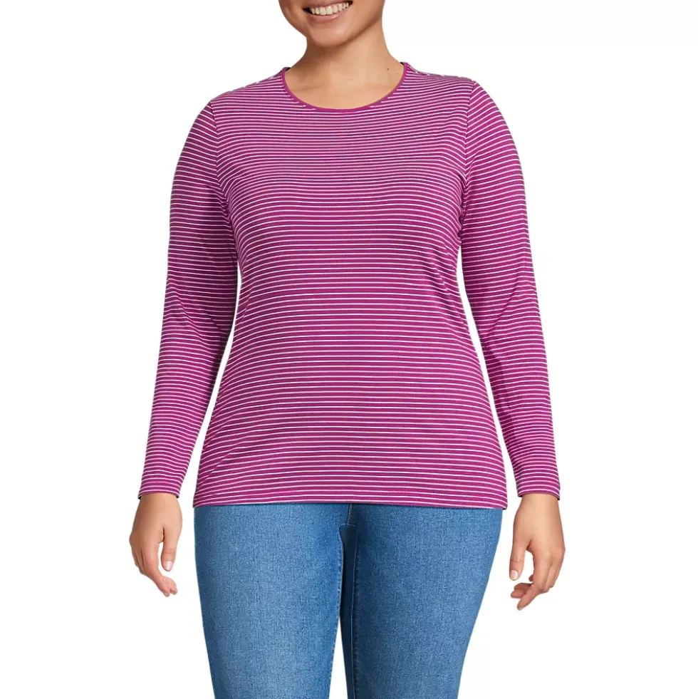 Women's Lightweight Jersey Skimming Long Sleeve Crew Neck T-shirt