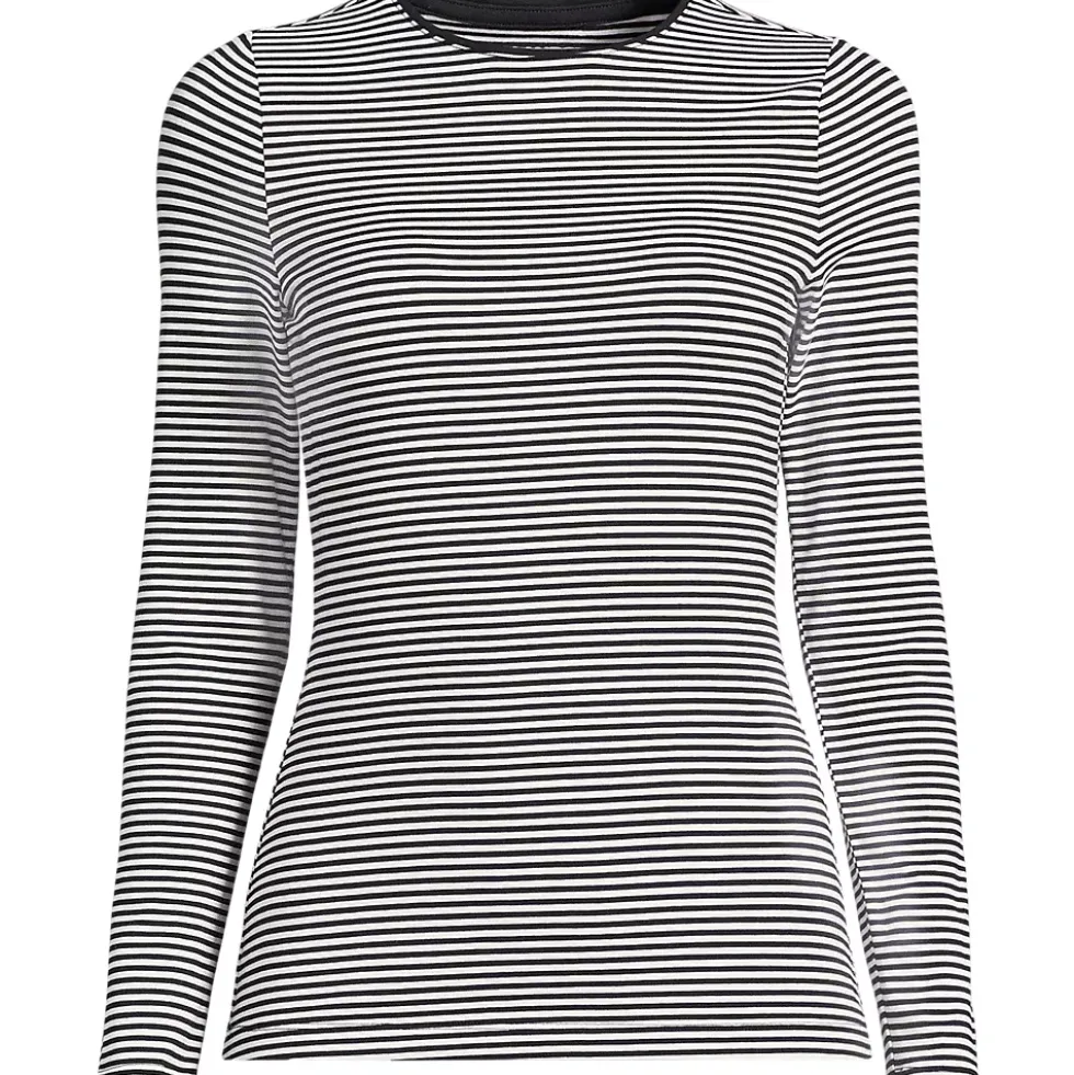 Women's Lightweight Jersey Skimming Long Sleeve Crew Neck T-shirt