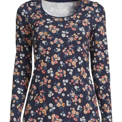 Women's Lightweight Jersey Skimming Long Sleeve Scoop Neck T-shirt