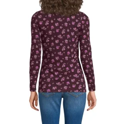 Women's Lightweight Jersey Skimming Long Sleeve Scoop Neck T-shirt