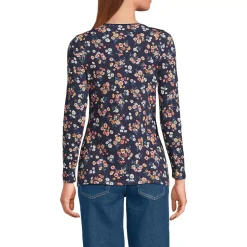 Women's Lightweight Jersey Skimming Long Sleeve Scoop Neck T-shirt