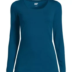 Women's Lightweight Jersey Skimming Long Sleeve Scoop Neck T-shirt