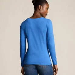 Women's Lightweight Jersey Skimming Long Sleeve Scoop Neck T-shirt