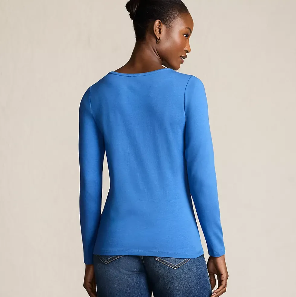 Women's Lightweight Jersey Skimming Long Sleeve Scoop Neck T-shirt