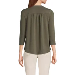 Women's Lightweight Jersey 3/4 Sleeve Notchneck Blouse