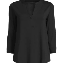 Women's Lightweight Jersey 3/4 Sleeve Notchneck Blouse