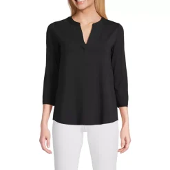 Women's Lightweight Jersey 3/4 Sleeve Notchneck Blouse